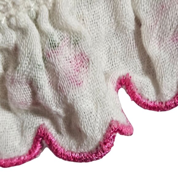 Floral Puff Sleeve Smocked Crop Top With Ruffle Hem Spring - Picture 8 of 14